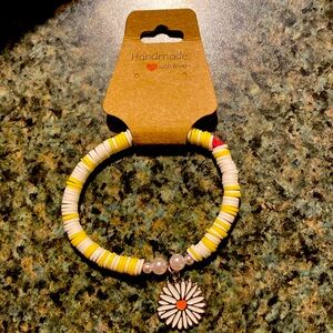 Handmade clay beaded bracelet—made by my granddaughter -any color can be made